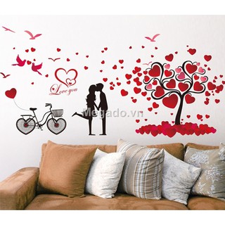 Decal cây trái tim tình yêu A863