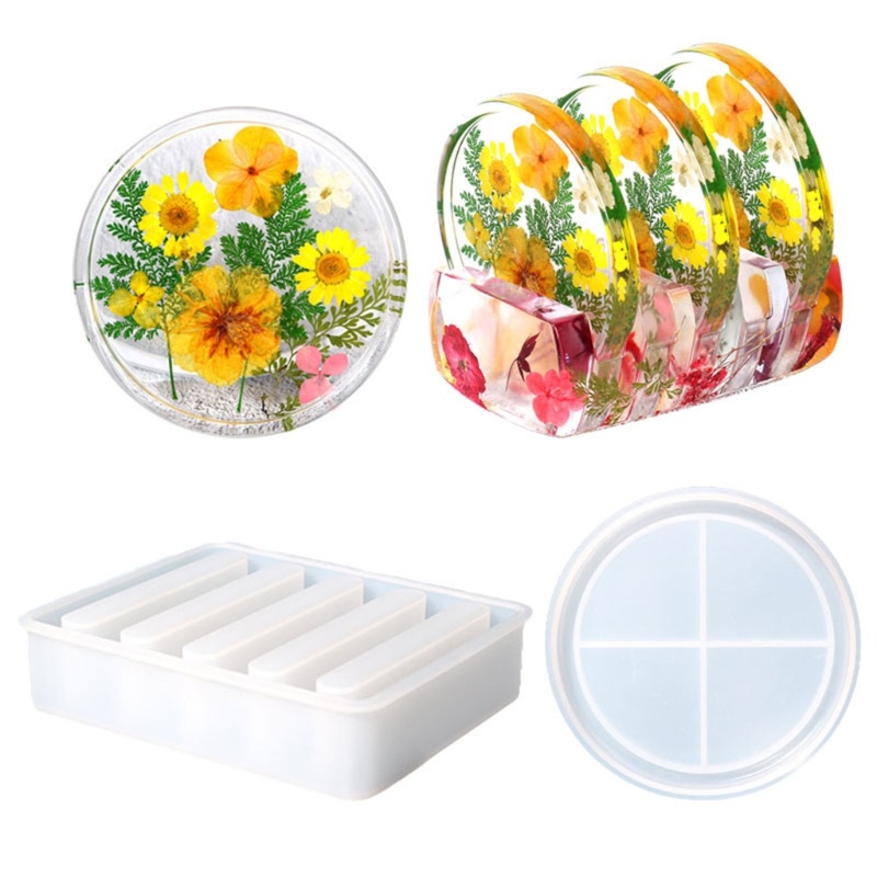 Khuôn Silicone Làm Đế Lót Ly Bằng Resin Epoxy Độc Đáo Trang Trí Nhà Cửa DIY