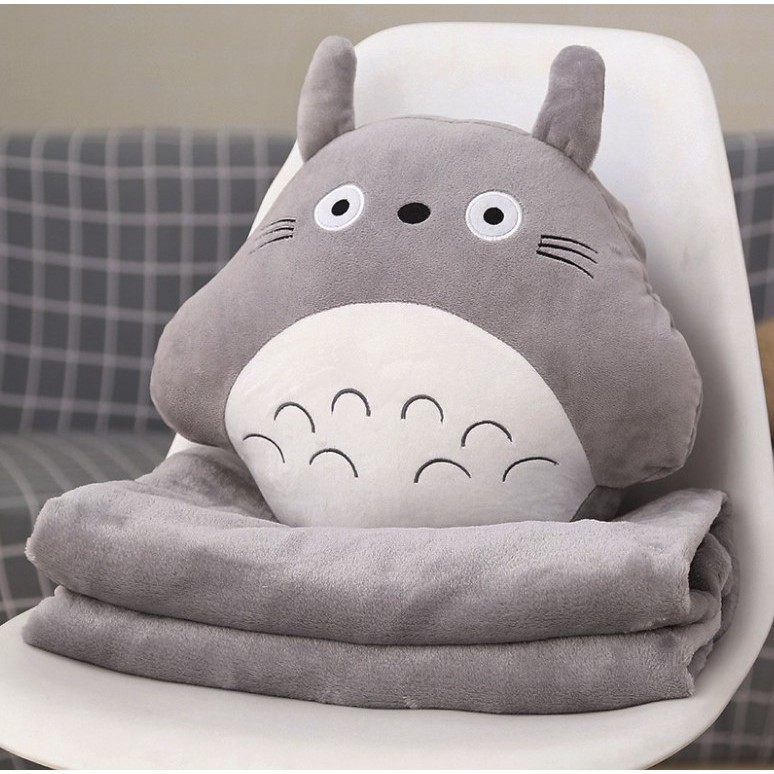 BỘ CHĂN GỐI NGỦ VĂN PHÒNG 3 trong 1 siêu ngộ nghĩnh đáng yêu Bộ Chăn Gối Gấu Bông Totoro tròn gấp gọn