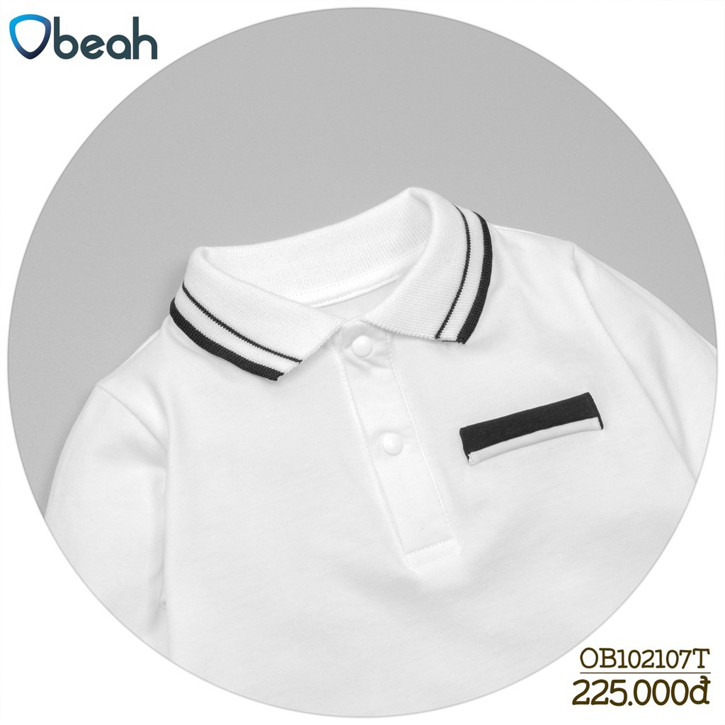 Obeah Bộ Body polo màu trắng cotton organic Fullsize 59 đến 90 cho bé từ 0 đến 24 tháng
