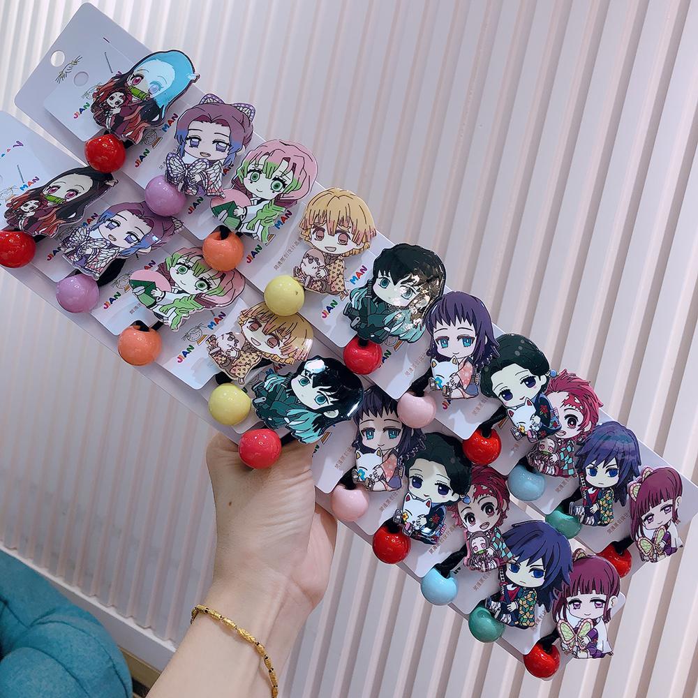 Dây Buộc Tóc Co Giãn Bằng Cao Su Acrylic In Họa Tiết Demon Slayer 15H Cho Nữ