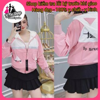 Áo Khoác Kaki Chất Hàn Quốc Nữ Hàng Cao Cấp Thêu Tay Gấu Nón Gấu Cực Cute
