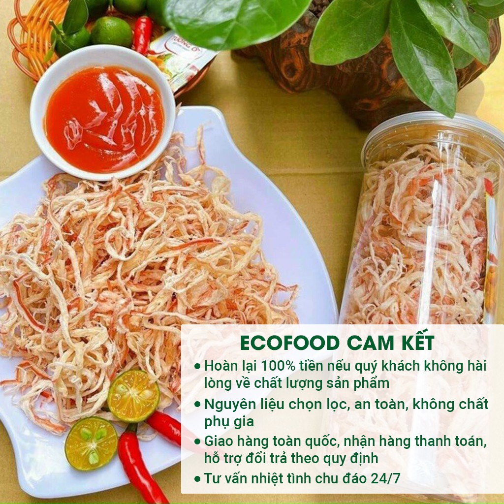 Mực hấp nước dừa 300G ecofood khô mực hấp nước dừa xé sợi loại 1 ngon, ngọt đồ ăn vặt Việt Nam an toàn vệ sinh thực phẩm