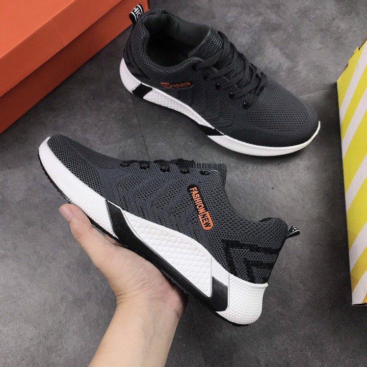 Giày thể thao nam màu xám - giày sneaker nam êm chân nhẹ, vừa đi làm vừa đi chơi - S336