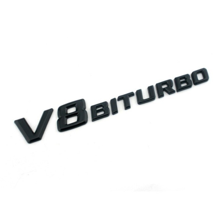 Decal tem chữ V8-Biturbo dán hông xe ô tô Mercedes - Chất liệu bằng nhựa ABS cao cấp được mạ Crom - 2 màu: Đen và Bạc