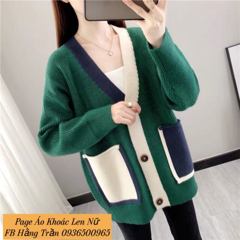 Áo khoác cardigan cổ viền 2 màu như hình.