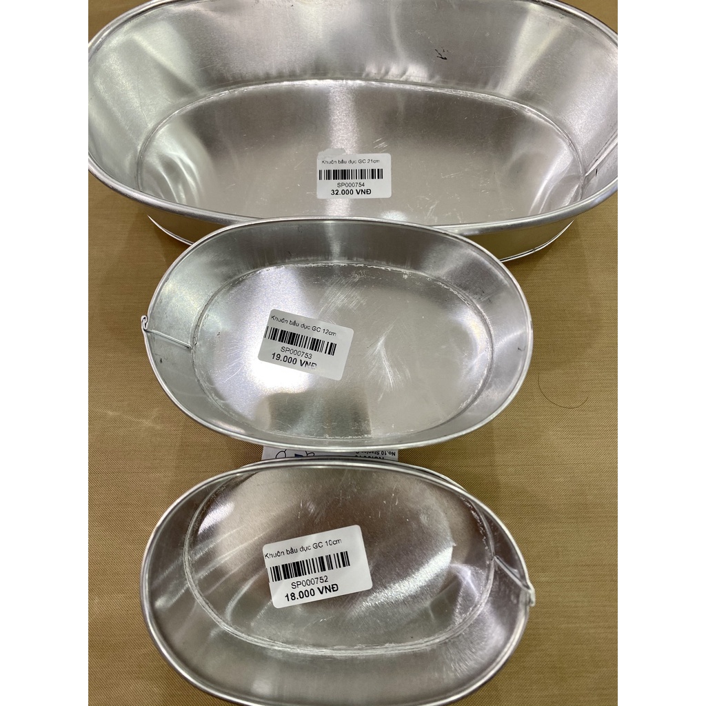 khuôn bầu dục nhôm gia công ( làm bánh mỳ hoa cúc, bánh chuối..v..v)