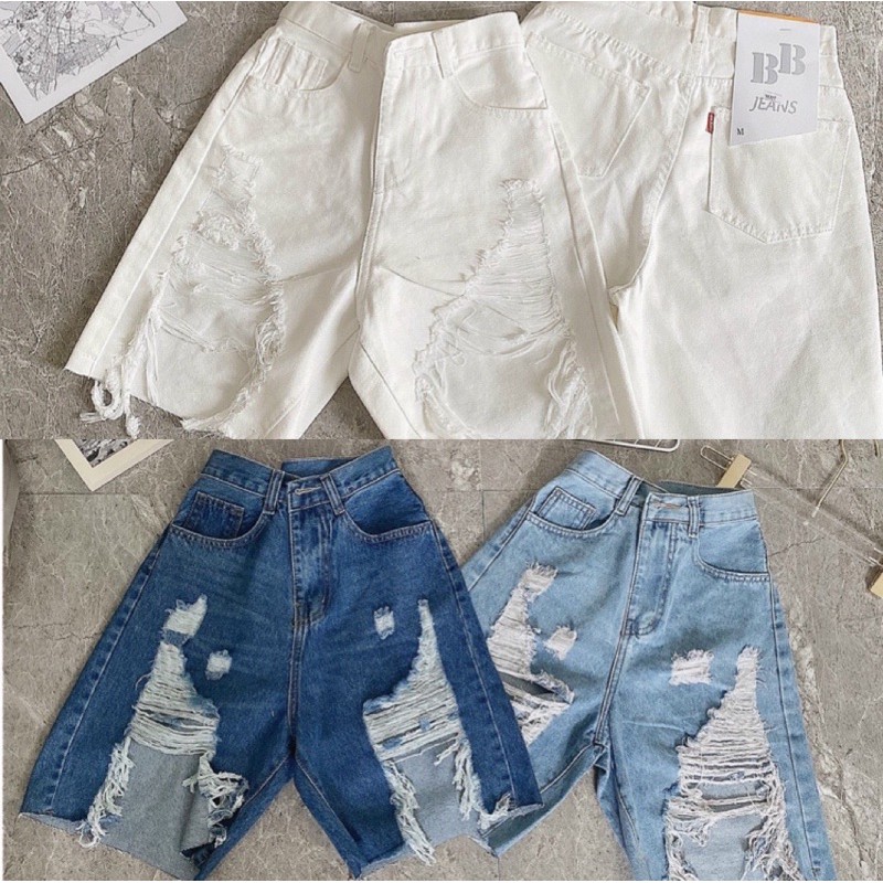 SHORT NGỐ BIGSIZE RÁCH LỚN, QUẦN LỬNG SIZE TO JEANS CAO CẤP ms 4205 4207