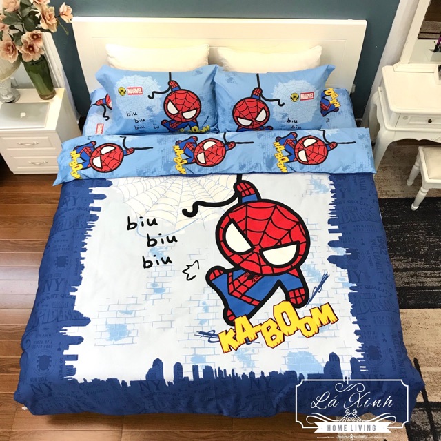 Bộ Chăn Ga Gối Cotton Lụa Hoạt Hình Díney Cho Bé Trai,Bé Gái