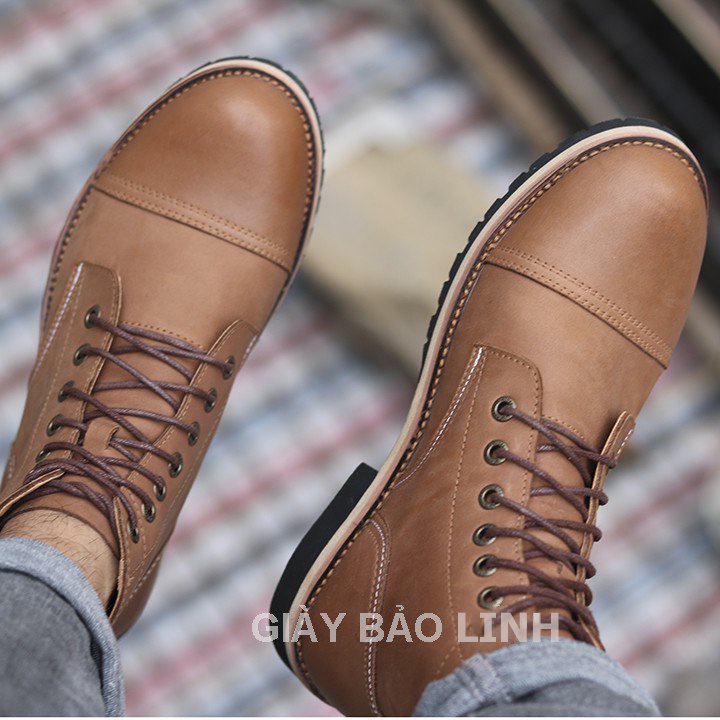 Giày Boots Nam Cao Cổ Da Bò 100% Bảo Hành Da 1 Năm