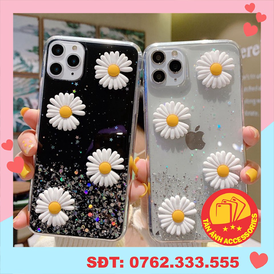 Ốp điện thoại - Ốp lưng iphone 3d Hoa daisy lấp lánh 6/6s/6plus/6splus/7/8/7plus/8plus/x/xs/xsmax/11/11promax
