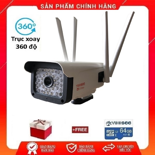 Bộ Camera yoosee 5.0MP/3.0MP 4 râu Xoay ngoài trời Mẫu Mới 2022, 36 Led siêu nét, có màu ban đêm, đàm thoại 2 chiều