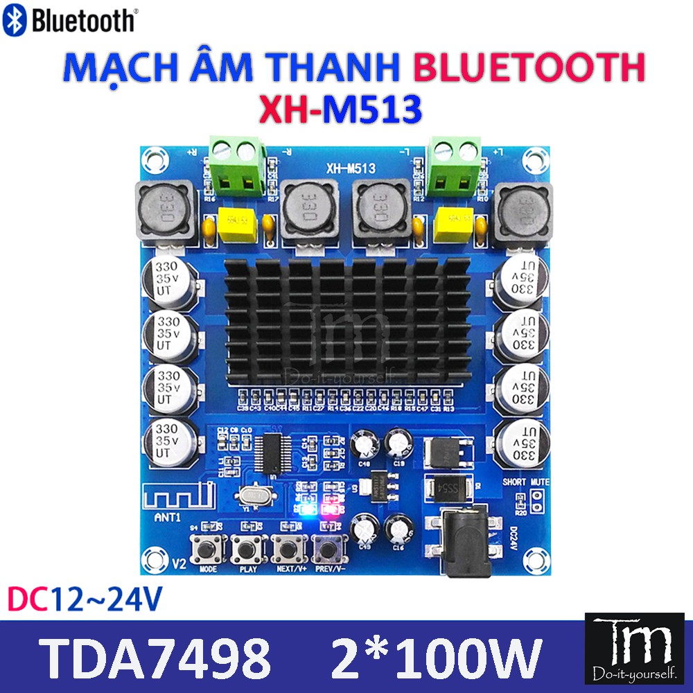 Mạch Loa Bluetooth 2*100W TDA7498 (XH-M513)