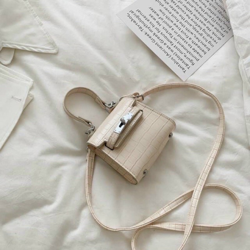 Túi xách nữ HM mini nhí đeo chéo cầm tay , da vân thời trang siêu xinh