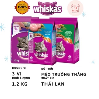 Hạt whiskas cho mèo trưởng thành 3 vị cá thu, cá ngừ,cá biển 1,2kg