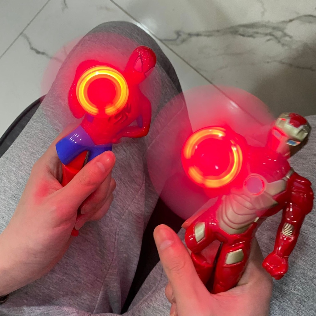 Đồ chơi quạt cầm tay hình siêu nhân, người nhện Ultra man cho bé có đèn sáng Master Kids