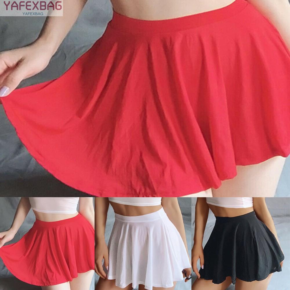 Chân váy dáng chữ A xếp ly màu trơn tùy chọn thời trang