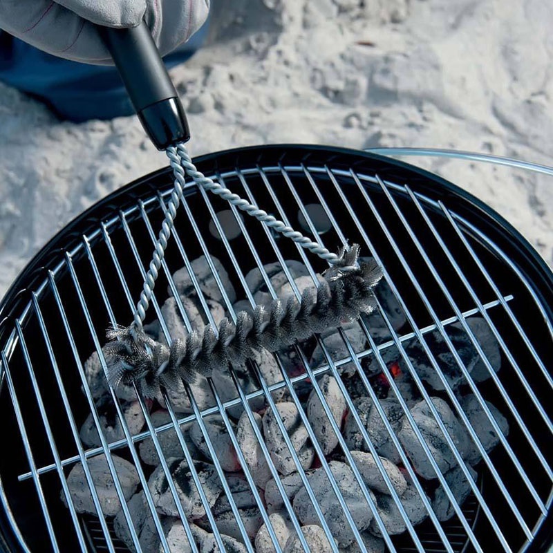 Bàn Chải Vệ Sinh Vỉ Nướng BBQ 12 Inch Bằng Thép Không Gỉ Tiện Dụng