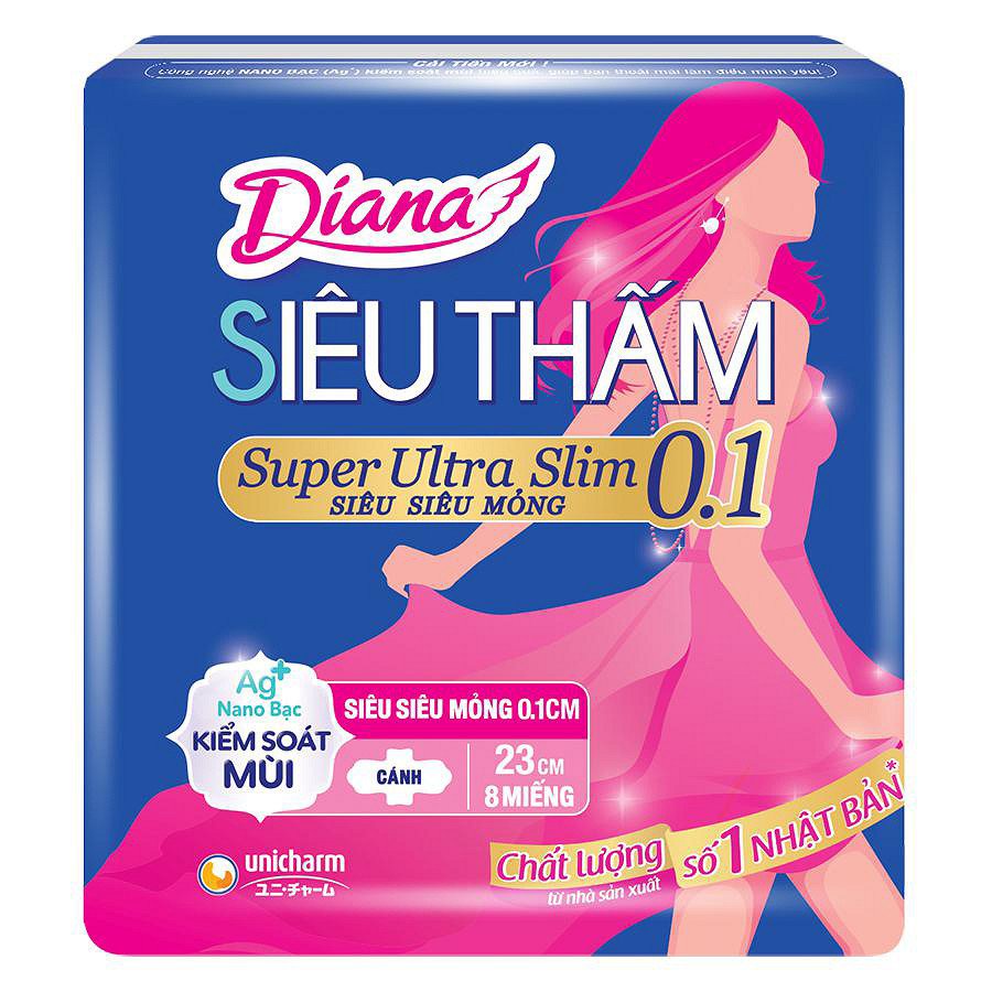 [BVS] Băng vệ sinh Diana Siêu Siêu Mỏng 0.1 Siêu thấm 8 miếng/gói