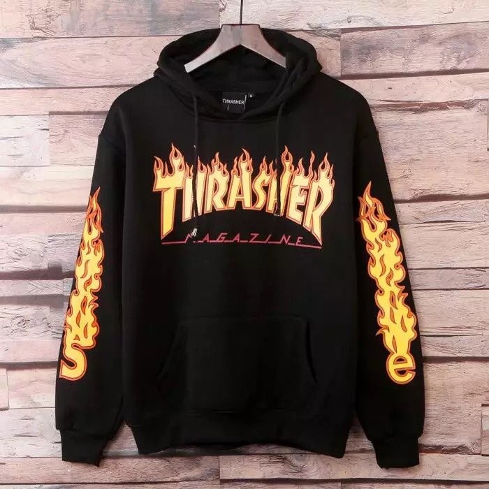 Áo Hoodie - Áo Khoác Nỉ Phối Ngọn Lửa WAK 004S2 (Đen)