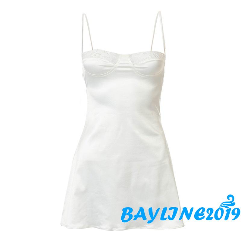 Đầm mini hai dây hở lưng phối ren màu sắc thời trang cho nữ