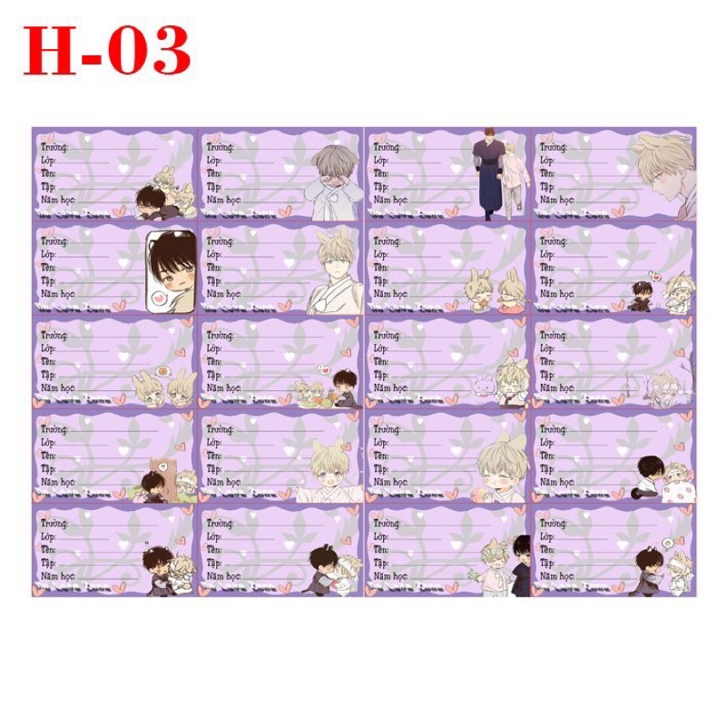 Nhãn vở yaoi no love zone 20 nhãn khác nhau/ nhãn dán no love zone không chốn yêu đương