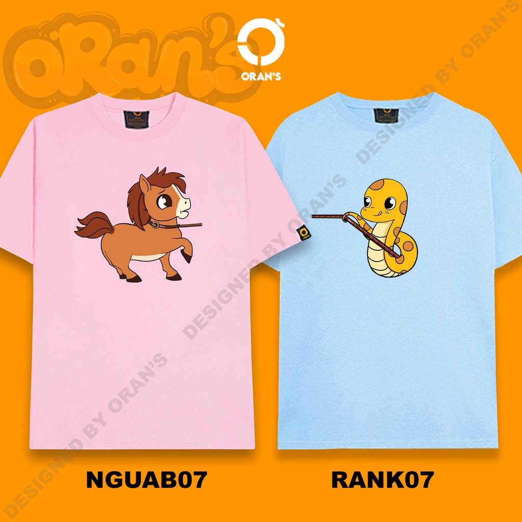 Áo gia đình in hình con rắn kéo con ngựa 07 tay lỡ Oversize chất COTTON 4C, FULLBOX ORANS COUPLE TEE - ORAN'S