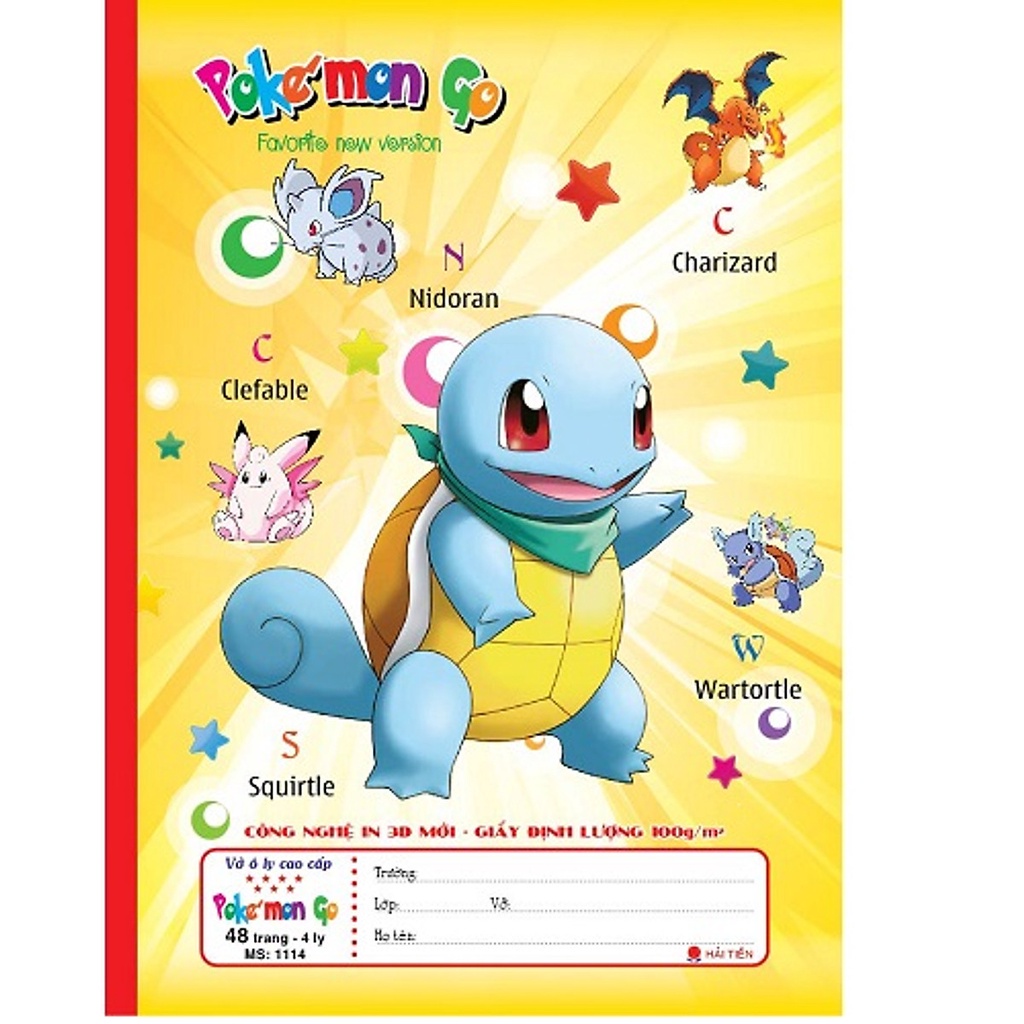 Lốc 10 vở 4 ôly Pokemon 48tr 1114 bìa 3D