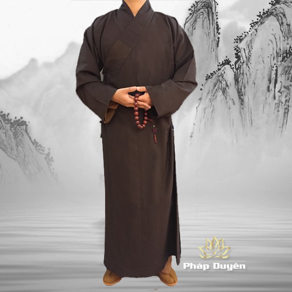 Áo Tràng Trường Sam 7 Vạt Màu Nâu Đen, Đồ Tu Cho Phật Tử Nam Nữ