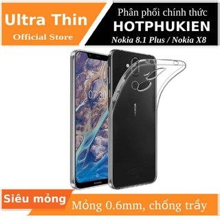 Ốp lưng silicon dẻo trong suốt cho Nokia 8.1 Plus / Nokia X8 mỏng 0.6mm chính hãng Ultra Thin