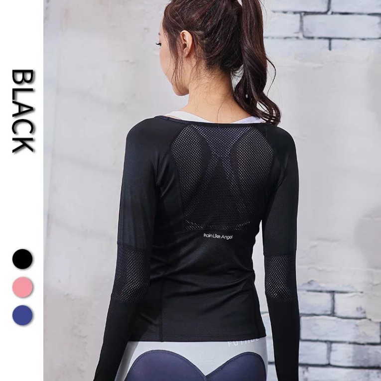 ÁoTập Gym Yoga Nữ Dài Tay Hoạ Tiết Lưới thoáng Độc Đáo Hàng Quảng Châu Cao Cấp 2021 (AT23)