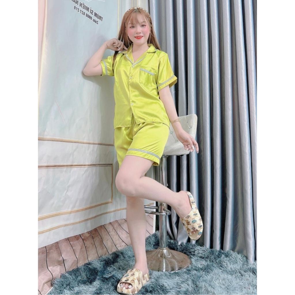 Đồ bộ PIJAMA vải phi lụa, tay cộc, quần đùi, chất cao cấp mịn đẹp | BigBuy360 - bigbuy360.vn