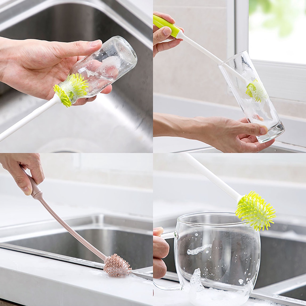 JUJIAJIA Rotating baby bottle cleaning kitchen water tea long handle brush