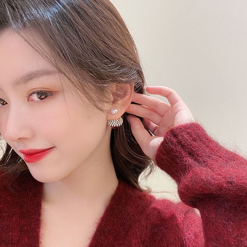 Khuyên Tai Hình Trái Cây Đính Đá Ngọc Trai Nhân Tạo Phong Cách Cổ Điển Mới Cho Nữ