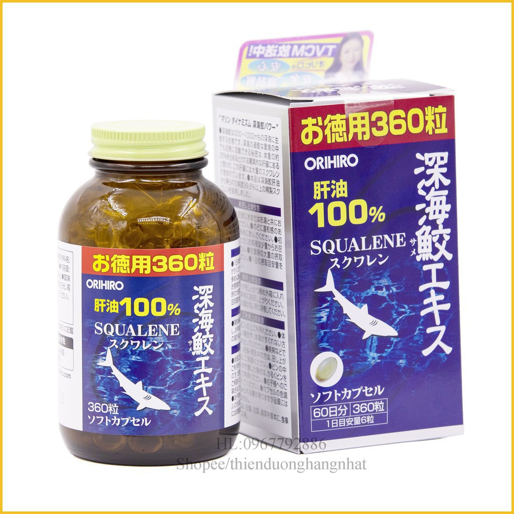 Viên uống Orihiro Shark Squalene 360 viên chiết xuất dầu gan cá mập sụn vi cá mập Nhật Bản