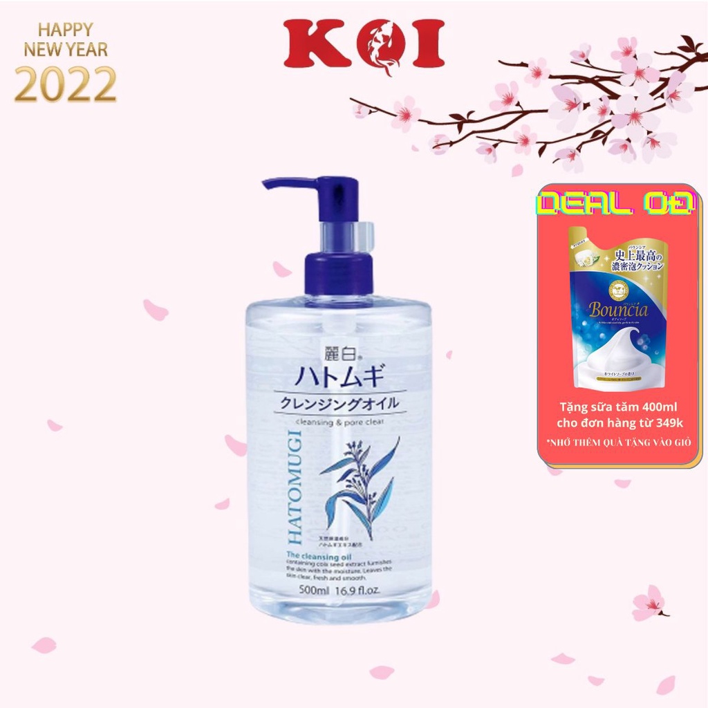 Dầu tẩy trang dưỡng ẩm, sáng da Reihaku Hatomugi The Cleansing Oil 500ml