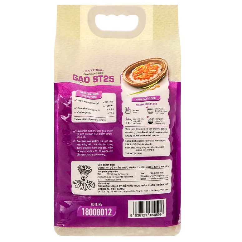 Gạo thơm Vua Gạo ST25 túi 5kg