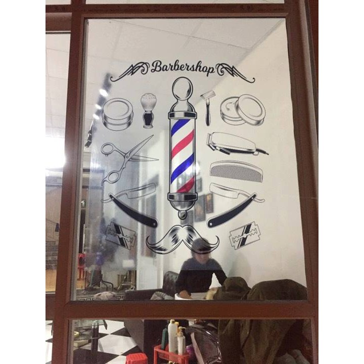 TRANH DÁN CỬA KÍNH 3D CHO BARBER (TÓC NAM)