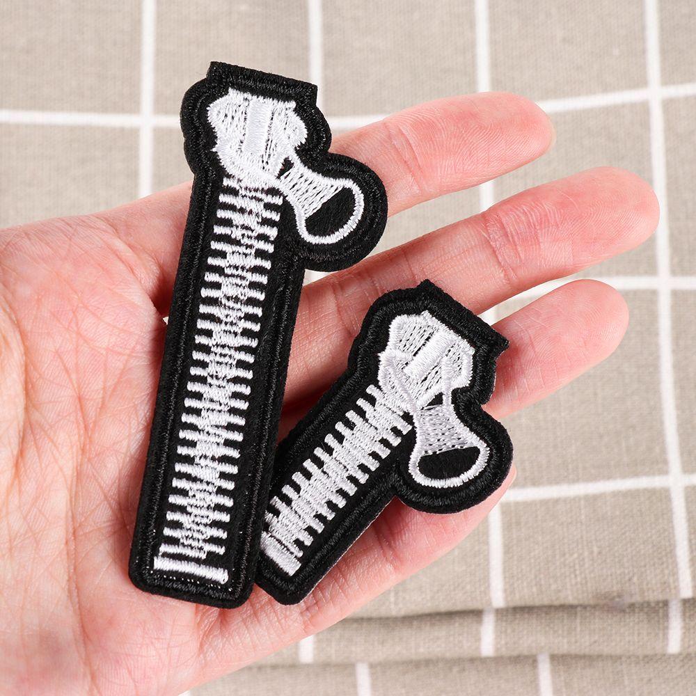 ZAIJIE24 Set 5 Sticker Ủi Thêu Hình Dây Kéo