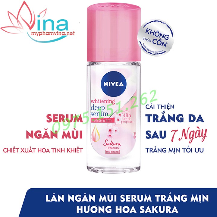 LĂN NGĂN MÙI NIVEA WHITENING DEEP SERUM SAKURA 40ML