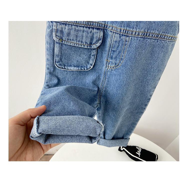 [Babycat] Hàng Có Sẵn Quần Yếm Jean Phong Cách Nhật Bản Mới Phong Cách Phương Tây Cho Bé Trai Dễ Phối Đồ