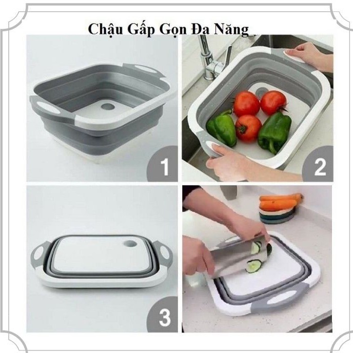 CHẬU THỚT ĐA NĂNG GẤP GỌN - Chậu Kèm Thớt 2 in 1 Tiện ích, Giá rẻ