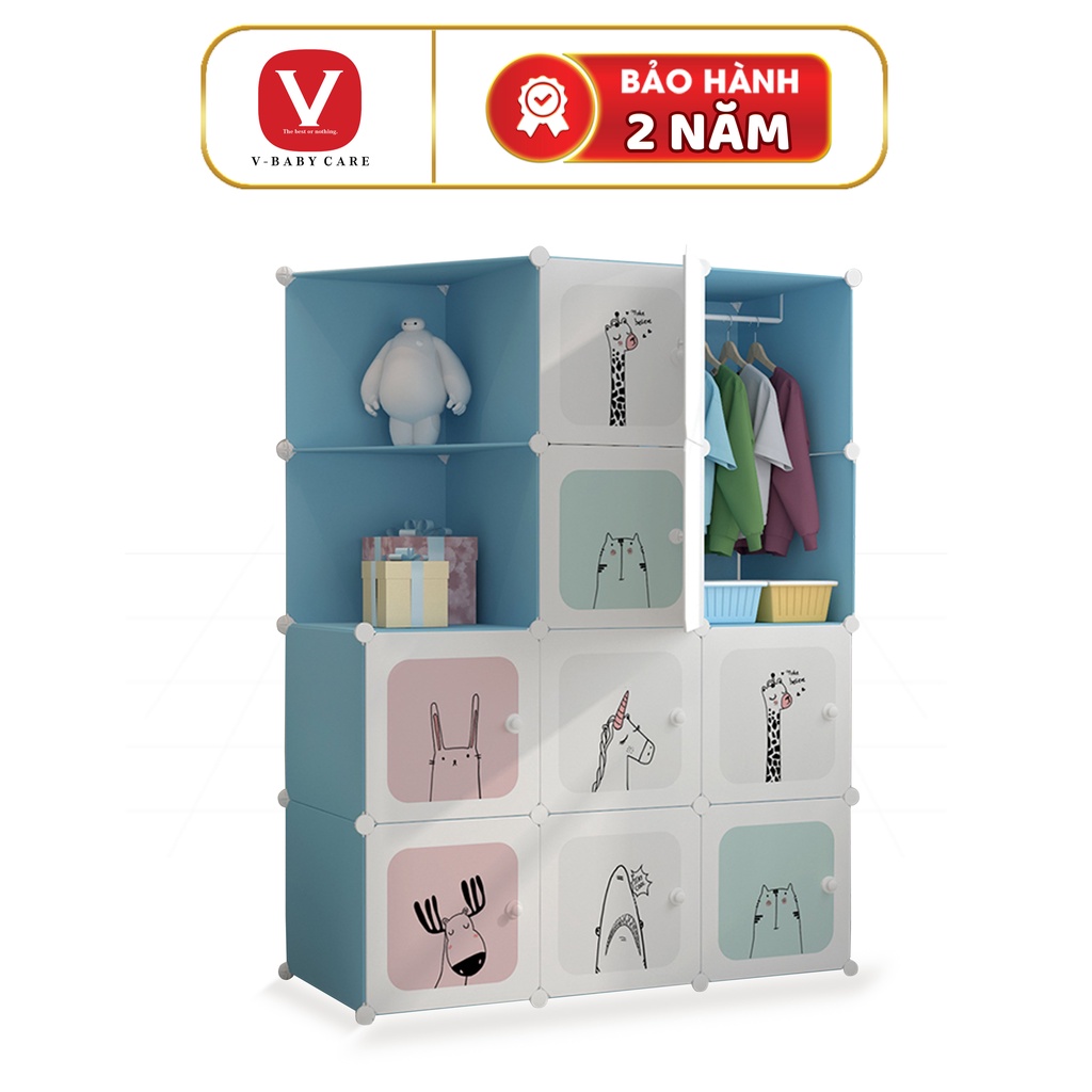 Tủ quần áo nhựa lắp ghép đa năng V-Baby T3 dành cho bé size 37x 37cm - Bảo hành 1 năm