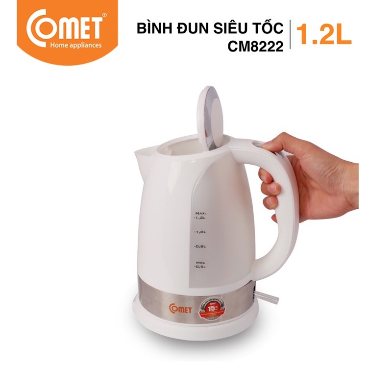 [Mã ELHADEV giảm 4% đơn 300K] Bình đun siêu tốc nhựa chịu nhiệt 1.2L Comet CM8222