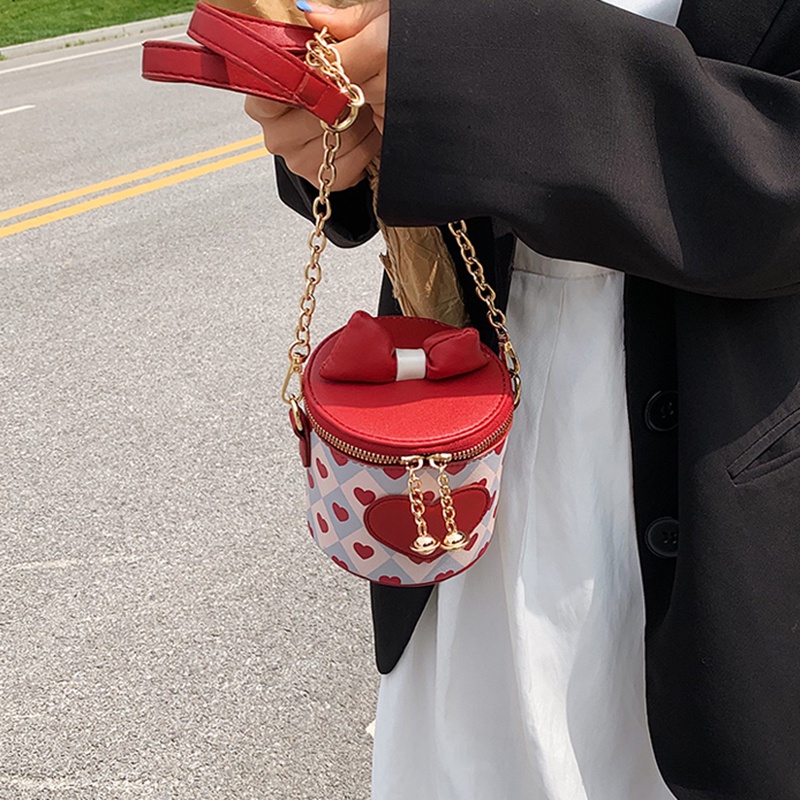 Túi đeo vai nữ IELGY hình trụ phối sợi xích xinh xắn thời trang