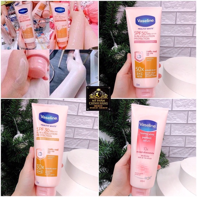 Dưỡng Thể Vaseline 10x- 30x - 50x Thái Lan Tặng Kèm Kích Trắng Abutine