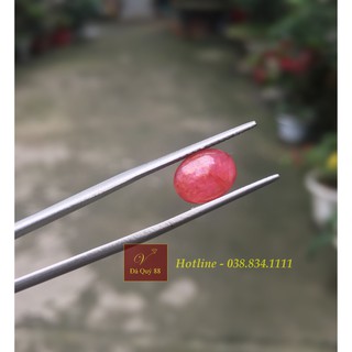 Đá Ruby Tự Nhiên Đỏ Đậm Làm Mặt Nhẫn, Mặt Dây Chuyền 3,04 ct, Ép Vỉ Niêm Phong