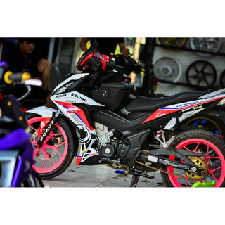 Tem trùm xe Winner đỏ trắng HRC 150 V1, độ thiết kế team dán phủ decal xe máy giá rẻ đẹp