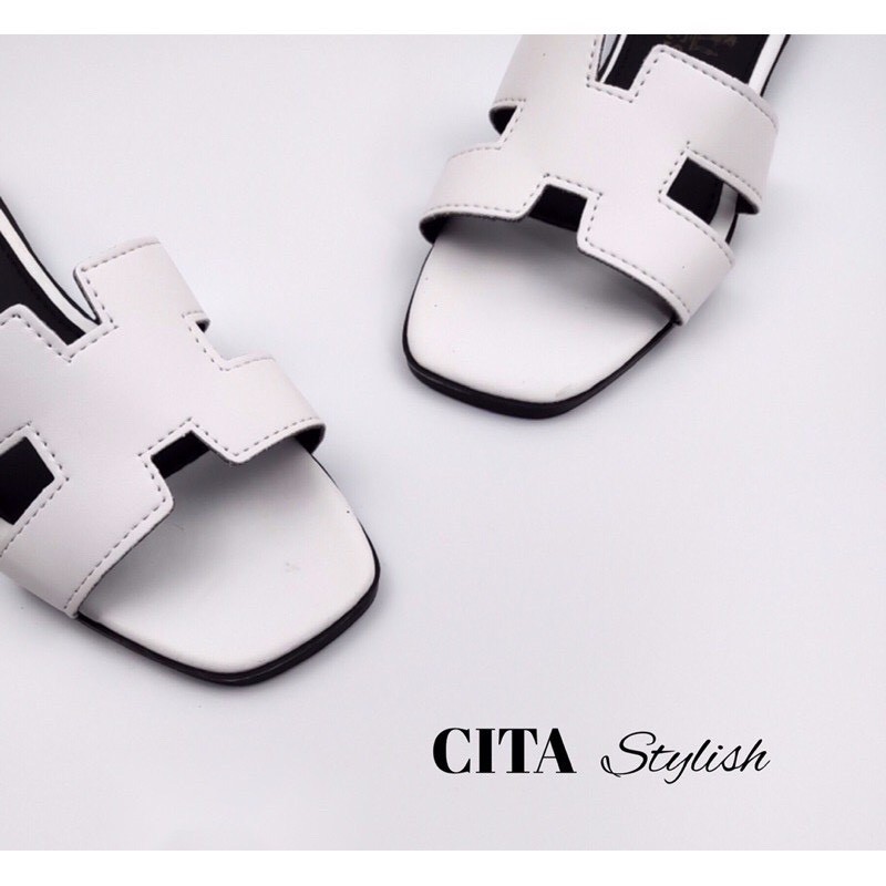 Dép đế bệt chữ H quai ngang nữ CITA STYLISH lót êm da đẹp mã CITA.08
