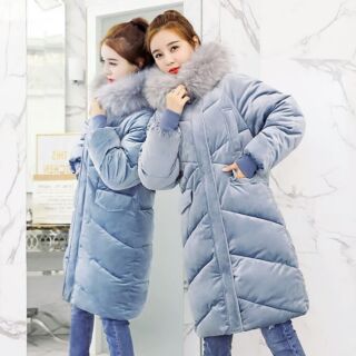 Sale Áo phao nhung dáng dài cao cấp oversize đủ size